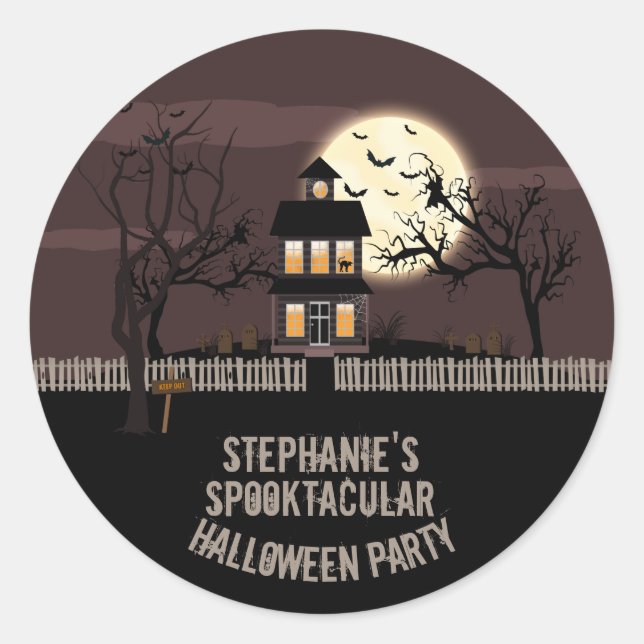 Sticker Rond Maison haunted (Devant)