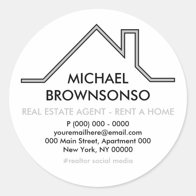 Sticker Rond Maison Logo sur le toit Agent immobilier Affaires (Devant)
