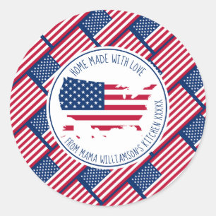 Sticker Rond MAISON PERSONNALISÉE AVEC AMOUR Amérique USA Drape