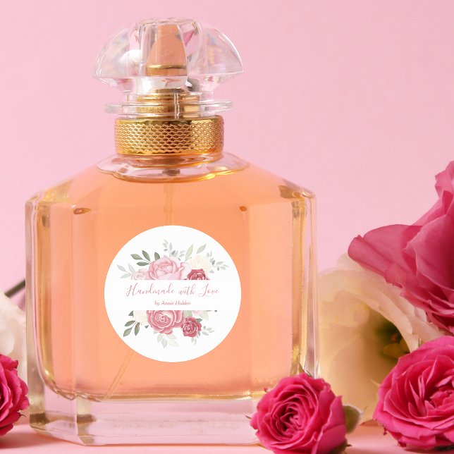 Sticker Rond Maison romantique faite à la main avec amour Bouqu (Créateur téléchargé)