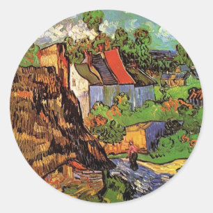 Sticker Rond Maisons à Auvers, Vincent van Gogh. Village
