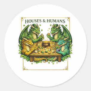 Sticker Rond Maisons drôles de DnD et Humains pour Joueurs de D