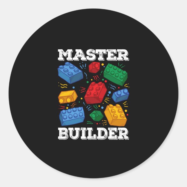 Sticker Rond Maître Constructeur Maillot Bâtiment Enfants Jouet (Devant)