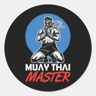 Sticker Rond Maître de Muay Thai Passionné de Arts Martiaux Box