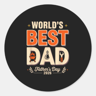 Sticker Rond Maître du grill de papa du monde humour blague BBQ