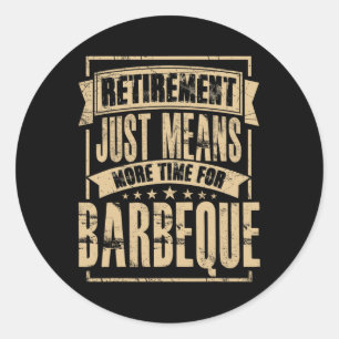 Sticker Rond Maître du grill fumoir à viande BBQ barbecue retra