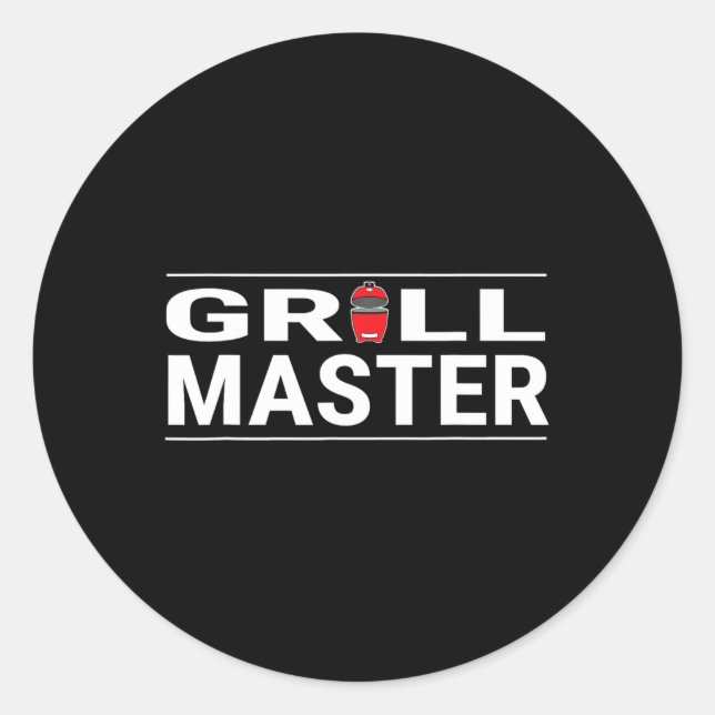 Sticker Rond Maître du Grill Style Kamado BBQ Barbecue Pitmaste (Devant)