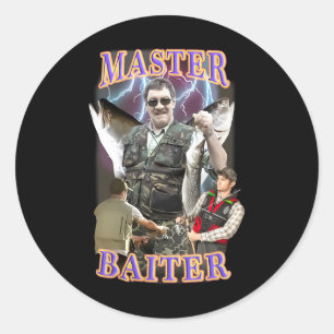 Sticker Rond Maître Iter Vintage B Pêche Drôle Pêcheur