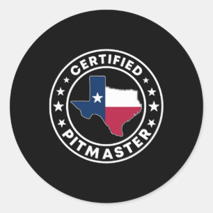 Sticker Rond Maître Pitmaster Texan Bbq Grillement Texas Byrbe