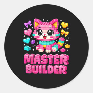 Sticker Rond Maîtresse de construction filles enfants briques d
