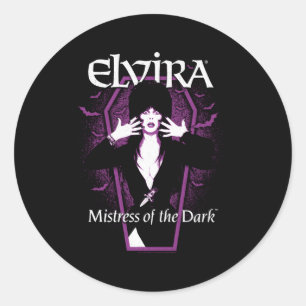 Sticker Rond Maîtresse Elvira Des Chauves-Bats Violets Foncé Et