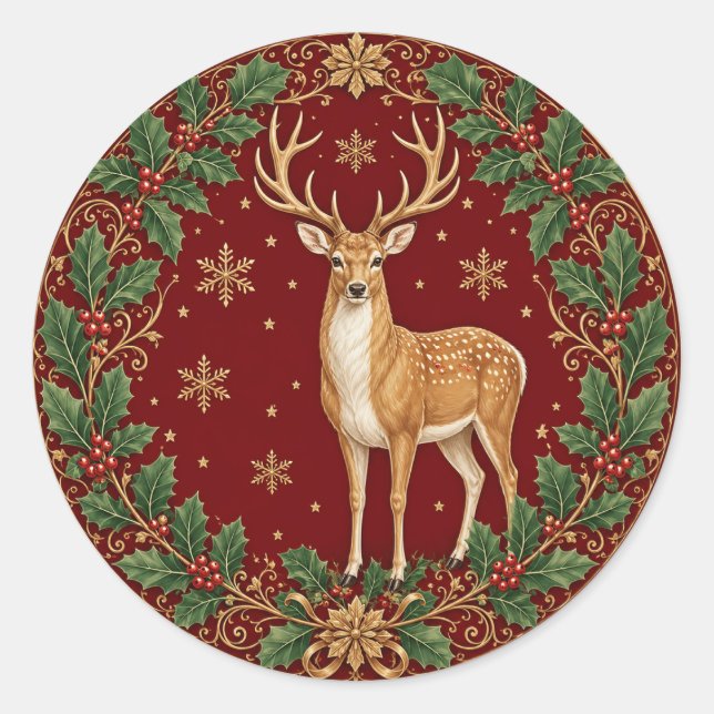 Sticker Rond Majesté de l'Hiver Cramoisi (Devant)