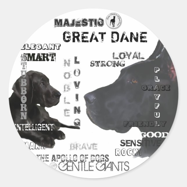 Sticker Rond Majestic Great Danes (Devant)