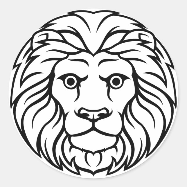 Sticker Rond Majestic Lion Design Tee - Bold & Fierce St (Devant)