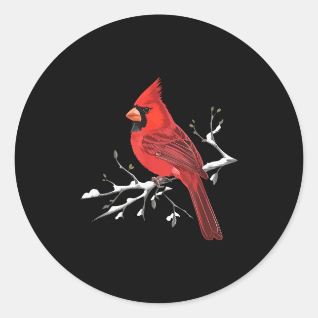 Sticker Rond Majestic Red Cardinal Birdwatching Birdwatcher Bir (Devant)