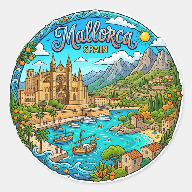 Sticker Rond Majorque Espagne (Devant)