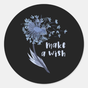 Sticker Rond Make a wish Dandelion Flower