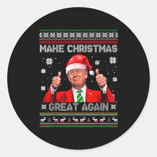 Sticker Rond Make Christmas Great Again Xmas Funny Trump Pajama (Devant)