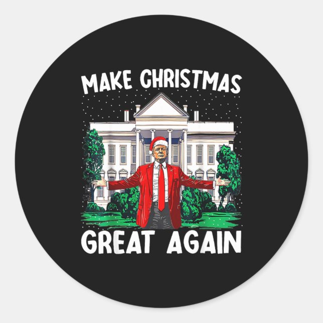 Sticker Rond Make Christmas Great Again Xmas Funny Trump Pajama (Devant)