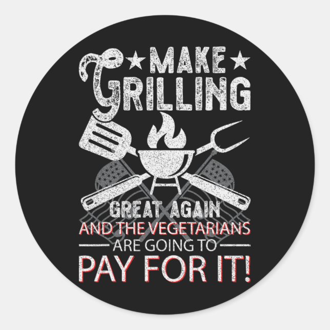 Sticker Rond Make Grilling Great Again Trump Bbq Pit Master Gri (Devant)