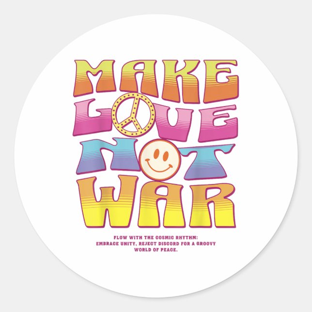 Sticker Rond Make Love Not War - Lettre hippie Imprimer (Devant)