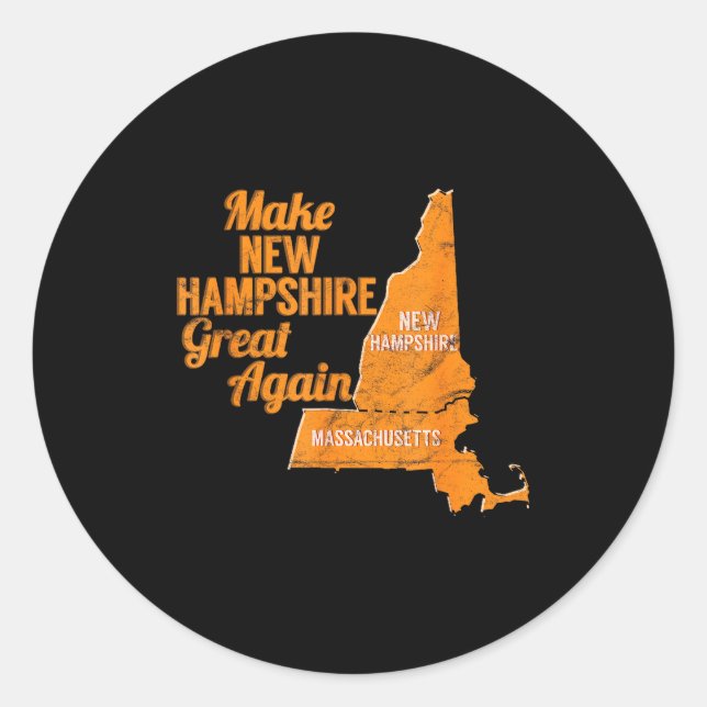 Sticker Rond Make New Hampshire Great Again Build A Wall  (Devant)