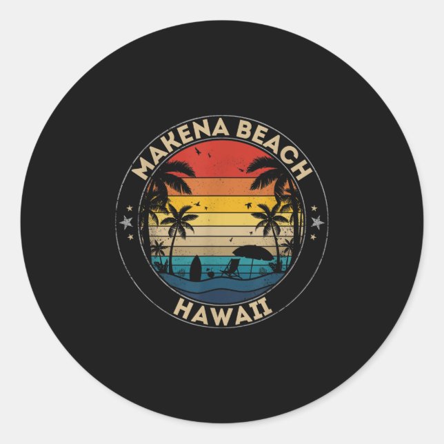 Sticker Rond Makena Beach Souvenir - Hawaii Reminder (Devant)