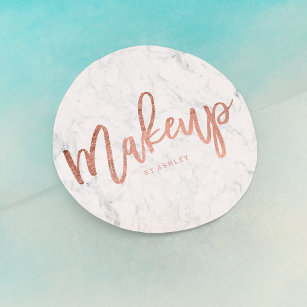 Sticker Rond Makeup artist elegant rose gold typography marble