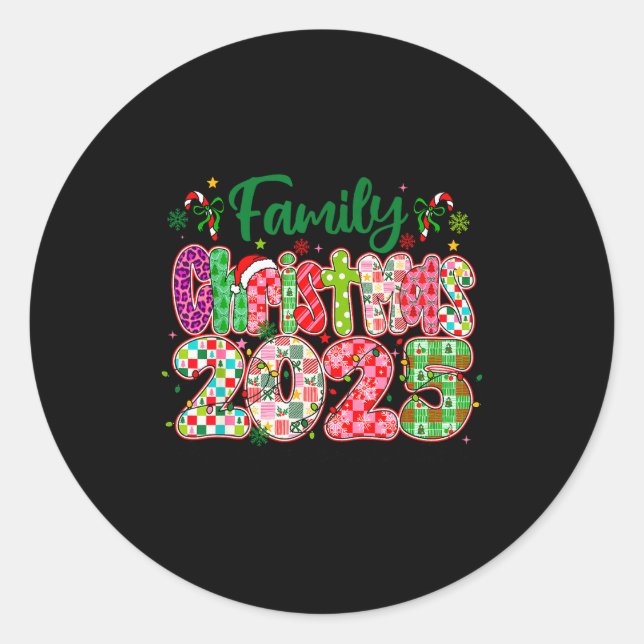 Sticker Rond Making Memories Together Xmas Pajamas Family Chris (Devant)