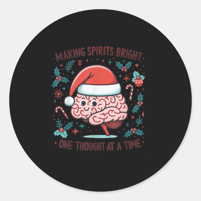 Sticker Rond Making Srits Bright Funny Brain Christmas Mental H (Devant)