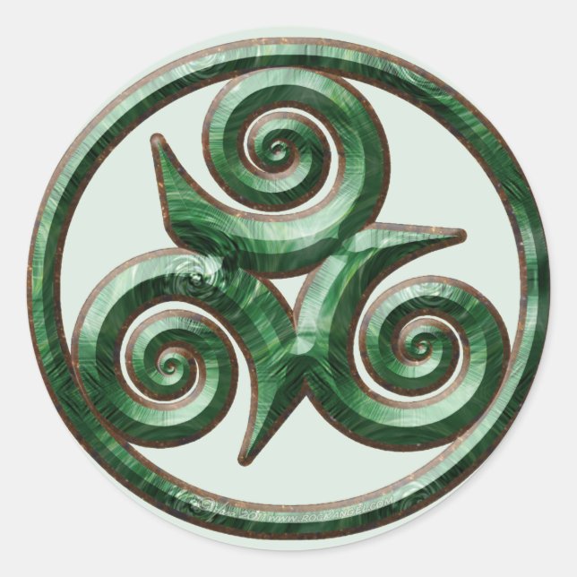 Sticker Rond Malachite Triskel (Devant)