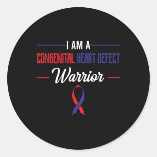 Sticker Rond Maladie cardiaque congénitale Guerrier Bleu Et Rou