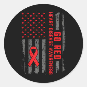 Sticker Rond Maladie cardiaque Drapeau américain Aller Maladie 