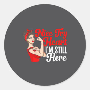 Sticker Rond Maladie Cardiaque Féminine Sensibilisation Joli Es