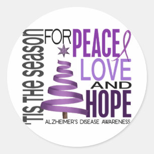 Sticker Rond Maladie d'Alzheimer de Noël d'espoir d'amour de