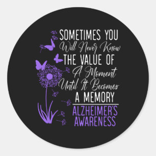 Sticker Rond Maladie D'Alzheimer Detia Je Porte Violet