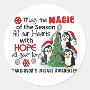 Sticker Rond :maladie de Parkinson de pingouins de Noël