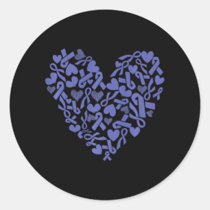 Sticker Rond Maladie du cancer de l'estomac Coeur Périwinkle ga
