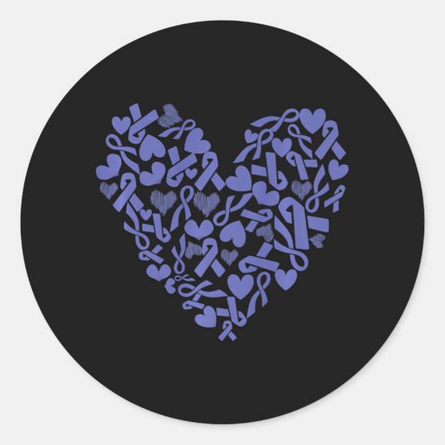 Sticker Rond Maladie du cancer de l'estomac Coeur Périwinkle ga (Devant)