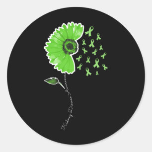 Sticker Rond Maladie du rein Guerrier du ruban vert Tournesol m