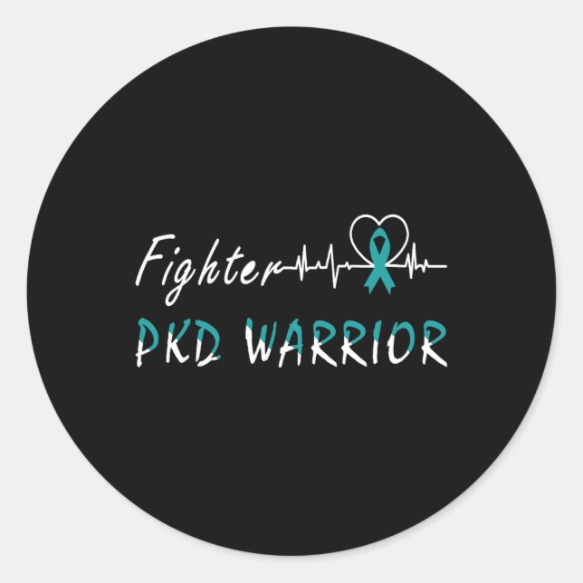 Sticker Rond Maladie du rein Pkd Guerrier de soutien Combattant (Devant)