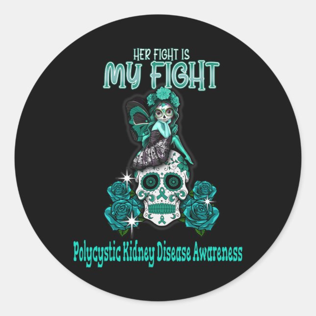 Sticker Rond Maladie du rein Sensibilisation Son combat est mon (Devant)