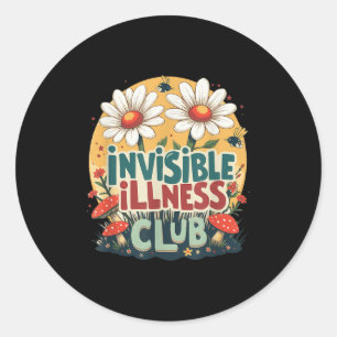 Sticker Rond Maladie invisible mignon Club social, floral caché