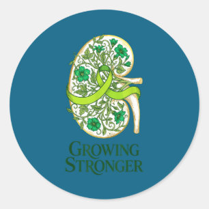 Sticker Rond Maladie rénale sensibilisation ruban vert floral r