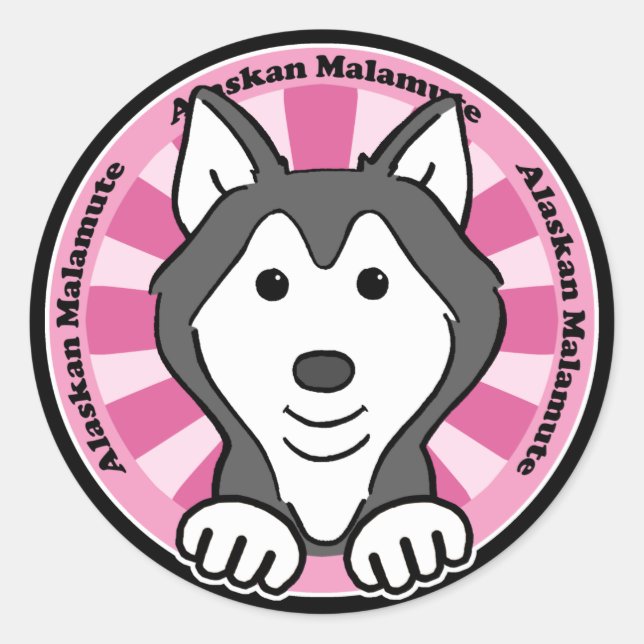 Sticker Rond Malamute d'Alaska (Devant)