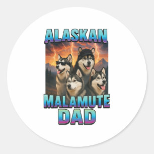 Sticker Rond Malamute d'Alaska