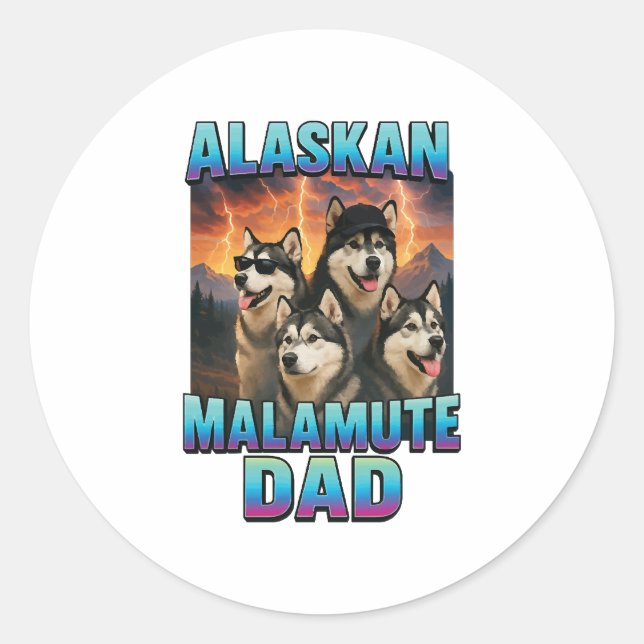Sticker Rond Malamute d'Alaska (Devant)