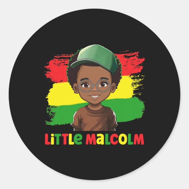 Sticker Rond Malcolm Mois d'histoire noire Melanin Kid Boy Son  (Devant)