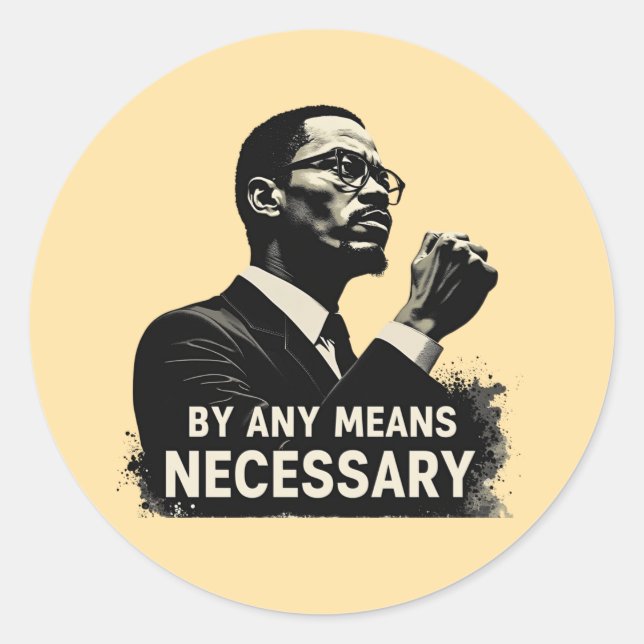 Sticker Rond Malcolm X Tribute Silhouette - Citation Inspirante (Devant)