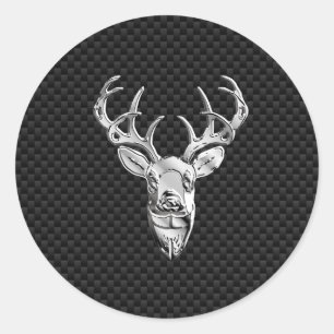Sticker Rond Mâle argenté sur le décor de fibre de carbone